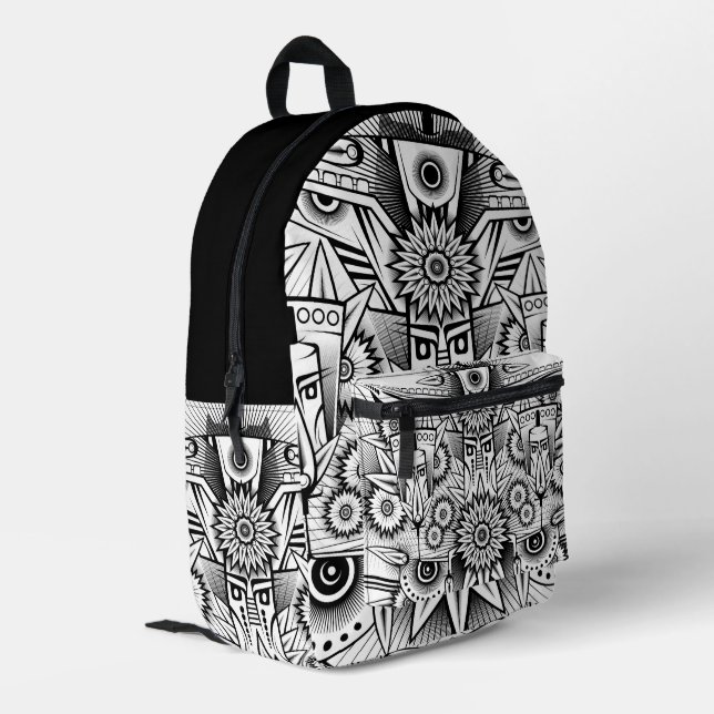 Artistic Tribal Design Printed Backpack (Back Corner Left)