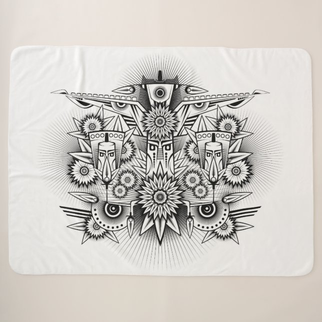 Artistic Tribal Design Sherpa Blanket (Front (Horizontal))