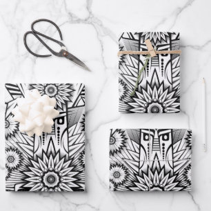 Artistic Tribal Design Wrapping Paper Sheet