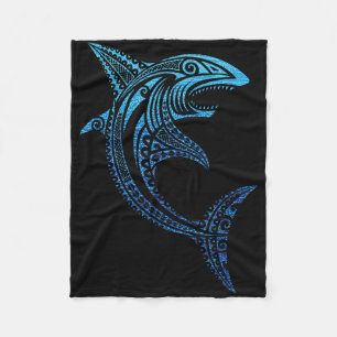 Artistic Tribal Shark Polynesian Tattoo Hawaiian V Fleece Blanket
