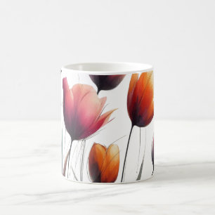 artistic tulips in warm colors flowers coffee mug