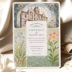 Artistic Turner Hall Milwaukee Art Nouveau Wedding Invitation