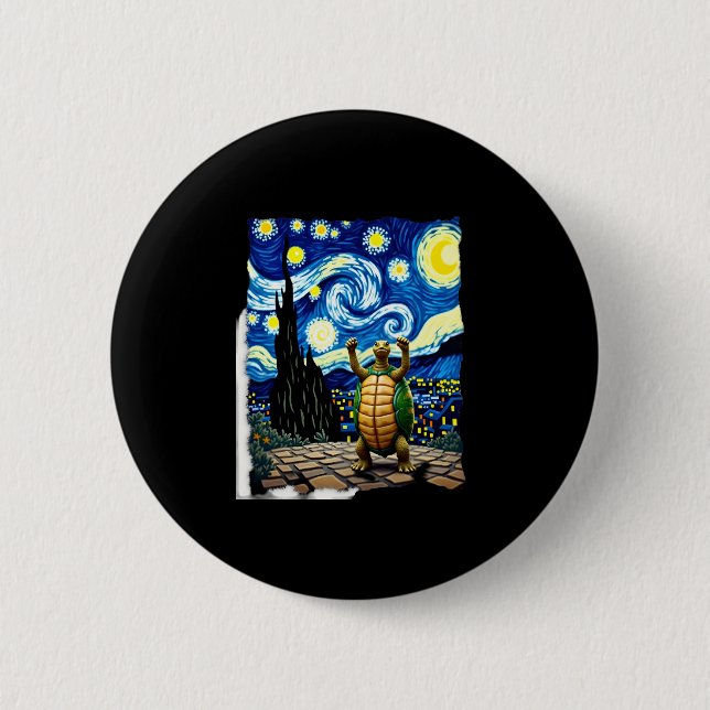 Artistic Turtle Shirt  Starry Night Turtle (1) 6 Cm Round Badge (Front)