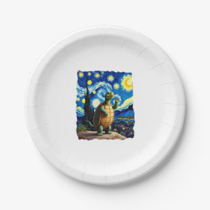 Artistic Turtle Shirt  Starry Night Turtle (1) Paper Plate
