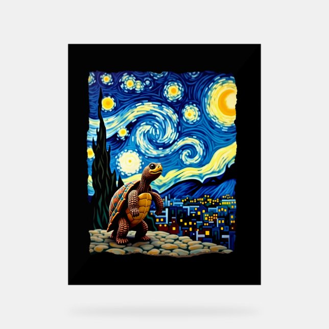 Artistic Turtle Shirt  Starry Night Turtle (2) Acrylic Sign (Front)