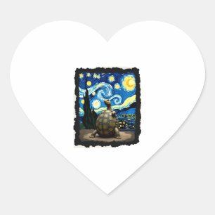 Artistic Turtle Shirt Starry Night Turtle (2) Heart Sticker