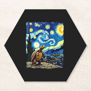 Artistic Turtle Shirt  Starry Night Turtle (2) Paper Coaster