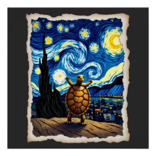 Artistic Turtle Shirt Starry Night Turtle (3) Poster