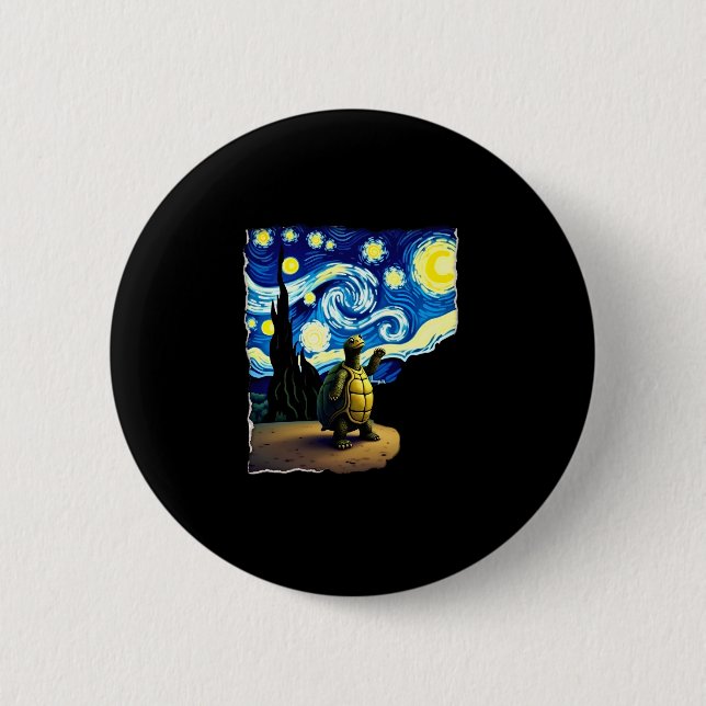 Artistic Turtle Shirt  Starry Night Turtle (4) 6 Cm Round Badge (Front)