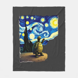 Artistic Turtle Shirt Starry Night Turtle (4) Fleece Blanket