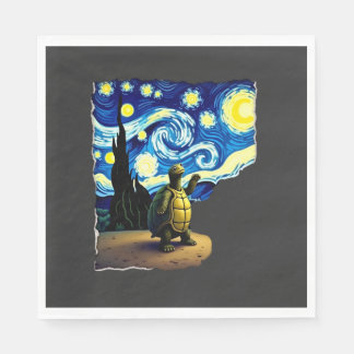 Artistic Turtle Shirt  Starry Night Turtle (4) Napkin