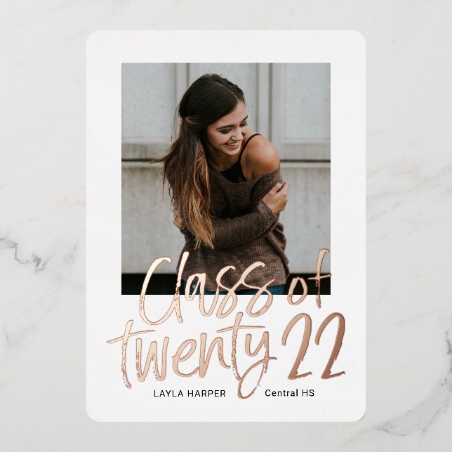 Artistic Type Foil Graduation Announcement Invite (Front)