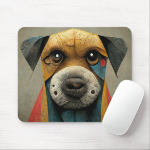 Artistic unique wooden dog Cute puppy Mouse Mat