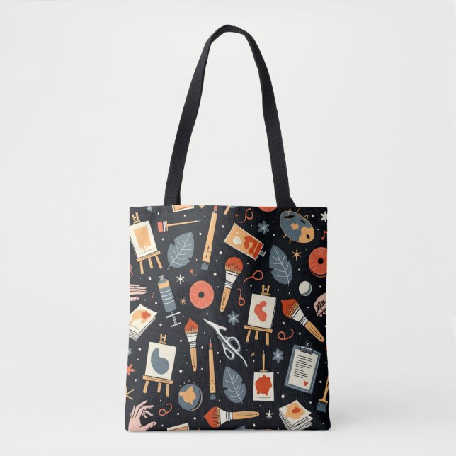 Artistic Universe: Whimsical Art Supplies Tote Bag (Front)