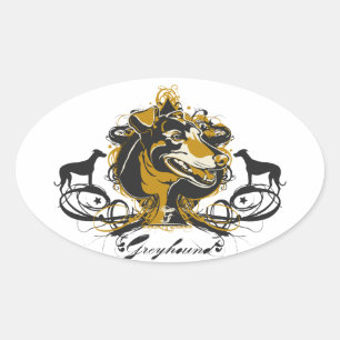 Artistic Urban Greyhound Dog Breed Design Oval Sticker