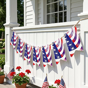 Artistic US Flag Red White and Blue Bunting Flags