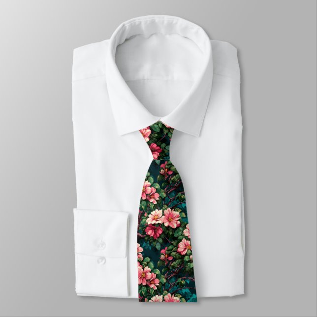 Artistic Valentine Gifts For Him Gardenias Flower Tie (Tied)