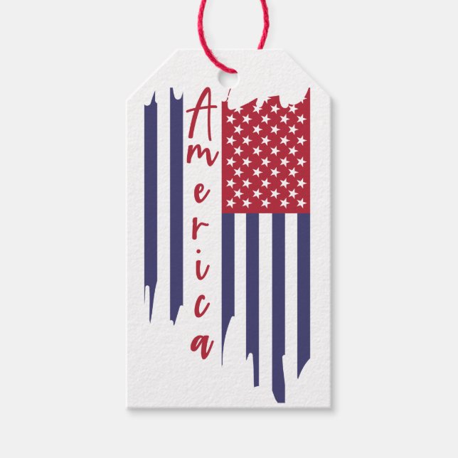 Artistic Vertical American Flag  Gift Tags (Front)