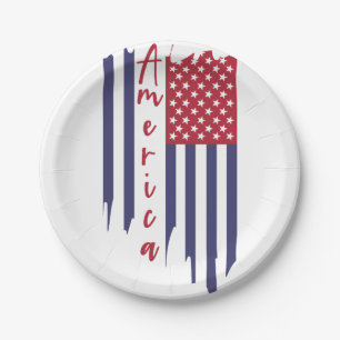 Artistic Vertical American Flag   Paper Plate