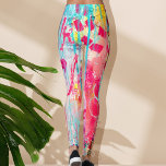 Artistic Vibrant Abstract Pink Aqua Blue Yellow Leggings<br><div class="desc">Designed using my original abstract paint splatter art featuring bright pink,  aqua,  and sunny yellow designs with small typed look wording reading "Be Bold" and repeated in large brush lettering,  these colourful,  artistic leggings are a great way to show off your unique style!</div>