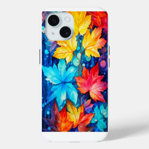 Artistic Vibrant Fallen Autumn Leaves Illustration iPhone 15 Case