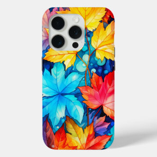 Artistic Vibrant Fallen Autumn Leaves Illustration iPhone 15 Pro Case