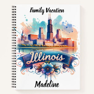 Artistic view of Illinois skyline Notebook