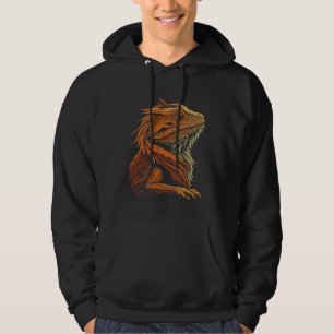 Artistic Vintage Bearded Dragon Minimalist Beardie Hoodie