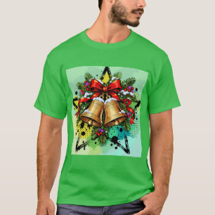 Artistic Vintage Christmas Bells Graphic T-Shirt