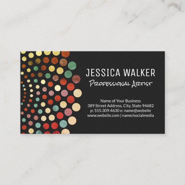 Artistic Vintage Dots Business Card (Front)