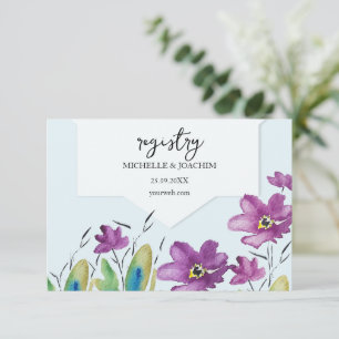 Artistic Violet Turquoise Wildflowers Watercolor Enclosure Card