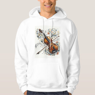 Artistic Violin & Musical Notes Vintage Hoodie / G