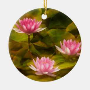 Artistic water lilies, California Ceramic Tree Decoration