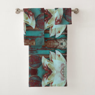 Artistic Water Lilly in Red and Blue Bath Towel Set