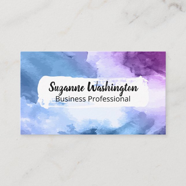 Artistic Watercolor Background | Brush Stroke Business Card (Front)