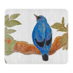 Artistic Watercolor Bird Blue Cuckooshrike Cutting Board