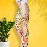 Artistic Watercolor Circles Orange Yellow Pink Fun Leggings<br><div class="desc">Work out in style with these leggings created using my original watercolor abstract circle art with soft, colourful pastel splashes of pink, orange, and yellow with black doodles of swirls, dots, and stripes. and don't forget to check out my the rest of the abstract circle collection to add to your...</div>
