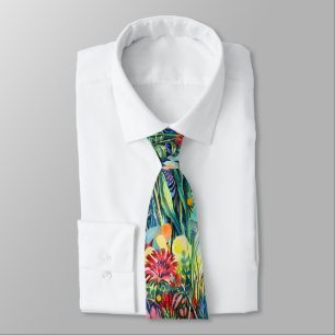 Artistic Watercolor Flower Garden Tie