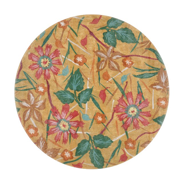 Artistic Watercolor Flowers: Colourful Background. Cutting Board (Front)