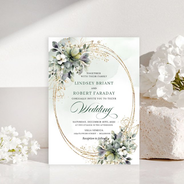 Artistic watercolor foliage wedding invitation (Artistic watercolor foliage wedding invitation)