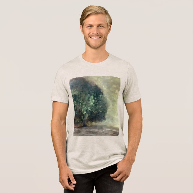  Artistic Watercolor Forest Tree Painting Tri-Blend Shirt (Front Full)