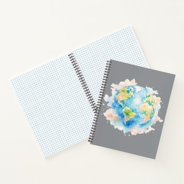 Artistic Watercolor Globe Notebook (Inside)