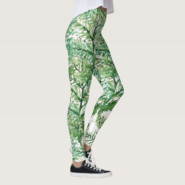 Artistic Watercolor Hand-painted Tree Pattern Leggings (Right)