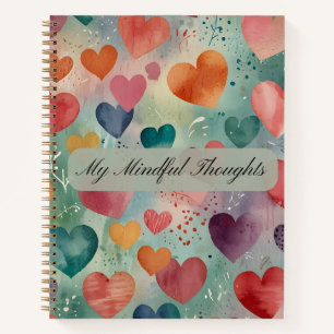 Artistic Watercolor Hearts Pattern Notebook
