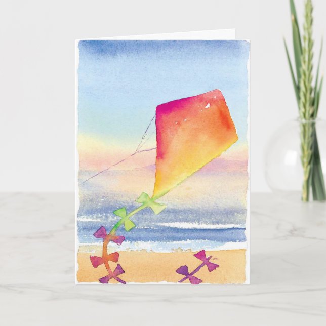 Artistic watercolor kite customisable card (Front)
