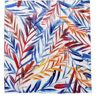 Artistic Watercolor Leaf Design Shower Curtain