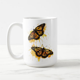 Artistic Watercolor Monarch Butterfly Nature Art Coffee Mug
