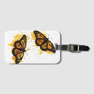 Artistic Watercolor Monarch Butterfly Nature Art Luggage Tag