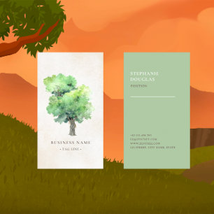 Artistic Watercolor Old Wise Tree Business Card