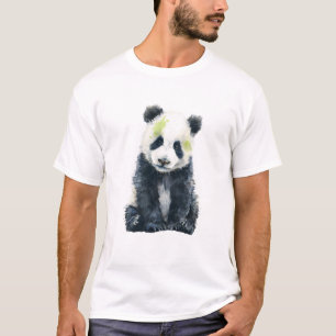 Artistic Watercolor Panda Portrait Green Men T-Shirt
